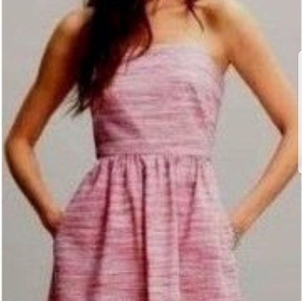 Banana republic red and white linen strapless dress, sz 0